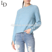 New design girl custom pure colour knit woolen sweater designs for ladies